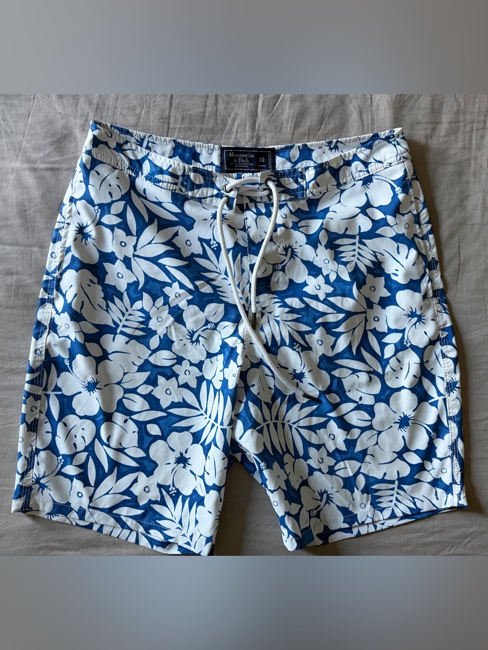 Abercrombie & Fitch Blue and White Floral Swim Shorts